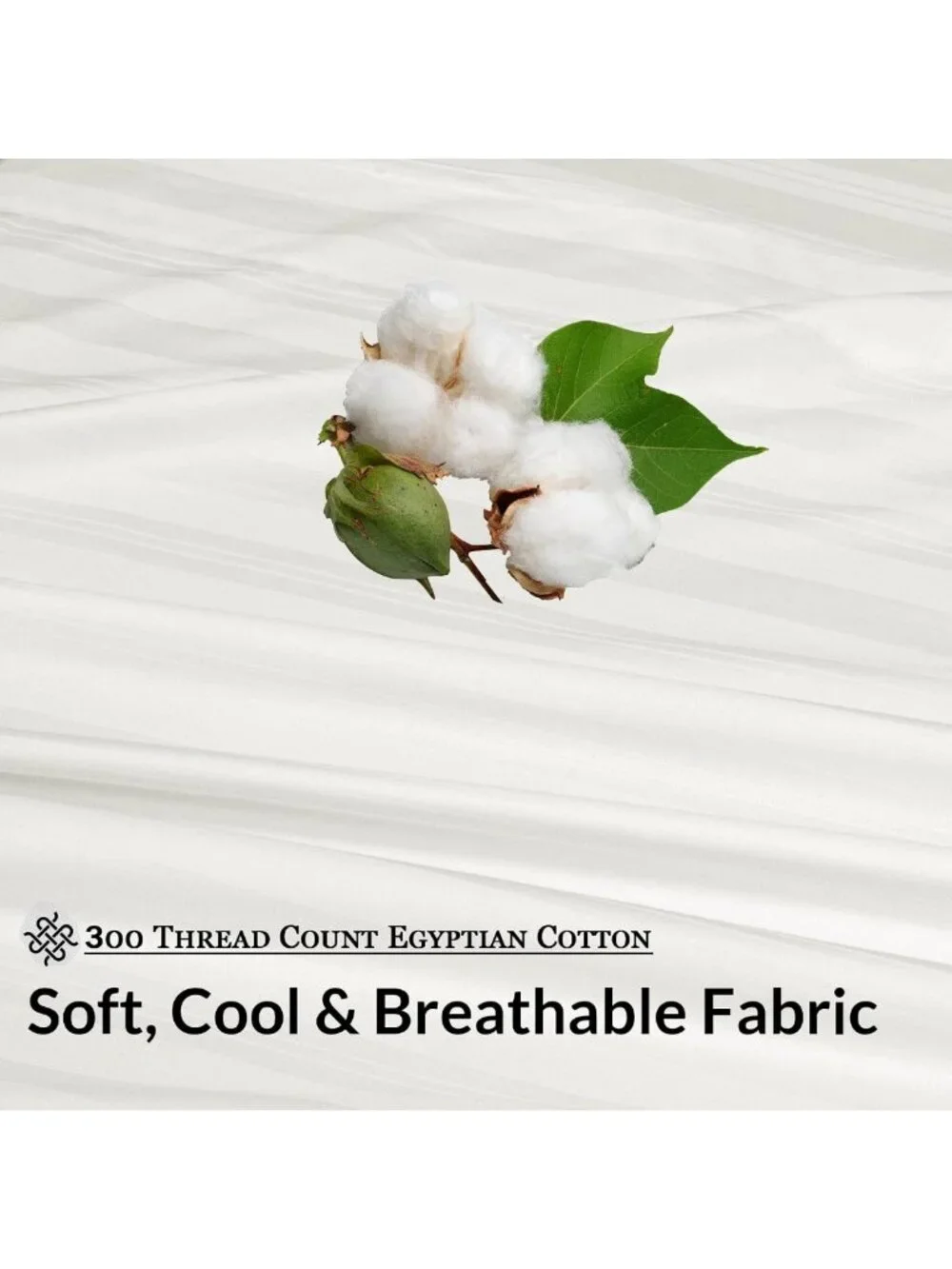 300 Thread Count 100% Cotton Striped Sheet Set - 4 Piece Full Bedding - Soft